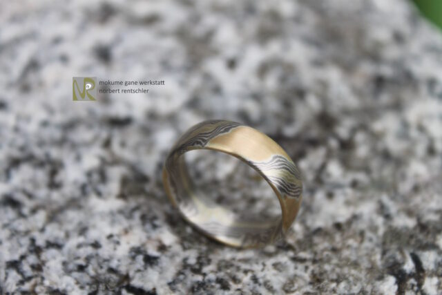 S16 Mokume Gane Ring die Flächen