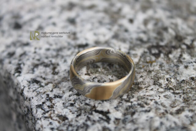 S16 Mokume Gane Ring die Flächen