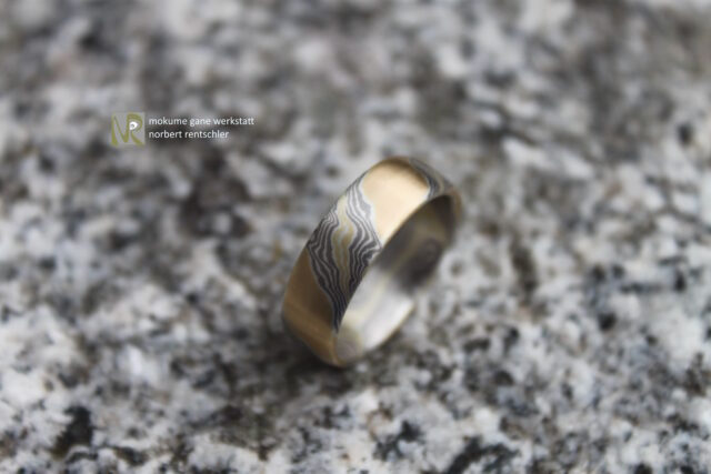 S16 Mokume Gane Ring die Flächen