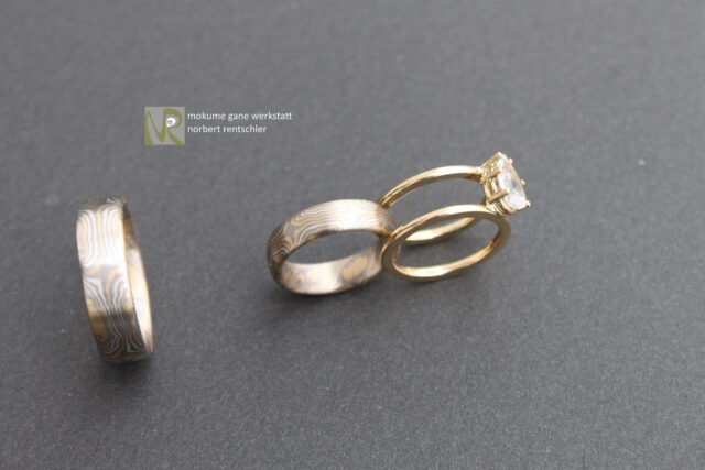 E81 Mokume Gane Trauringe Verwandlung