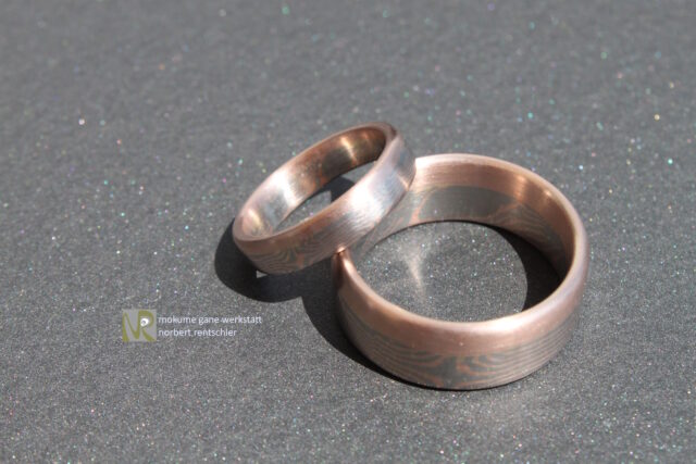R62 Mokume Gane Eheringe Harmonie