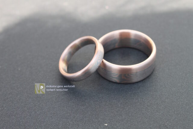 R62 Mokume Gane Eheringe Harmonie