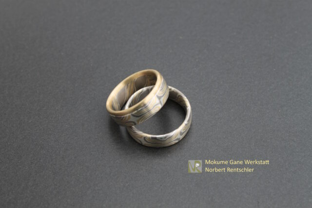 R61 Mokume Gane Trauringe Sternenmuster