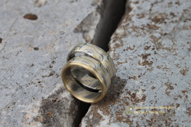 R61 Mokume Gane Trauringe Sternenmuster