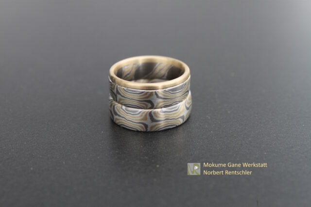 R61 Mokume Gane Trauringe Sternenmuster